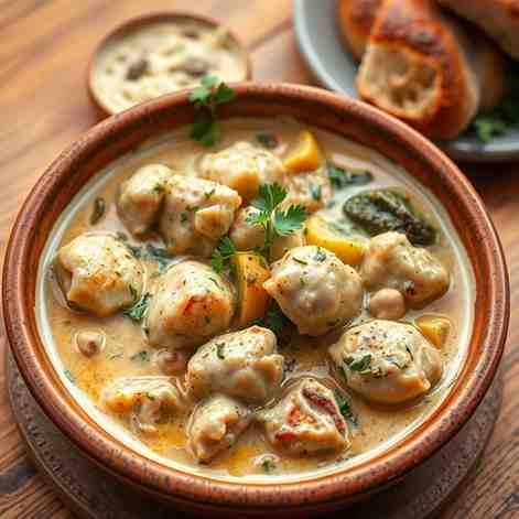 Creamy Chicken Fricassée - Easy French Meat Stew Recipe